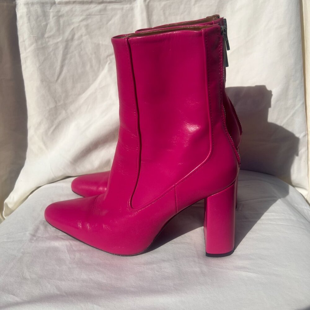 Zara Hot Pink Heeled Boots Booties - Picture 5 of 8